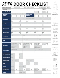 SDC Door Checklist