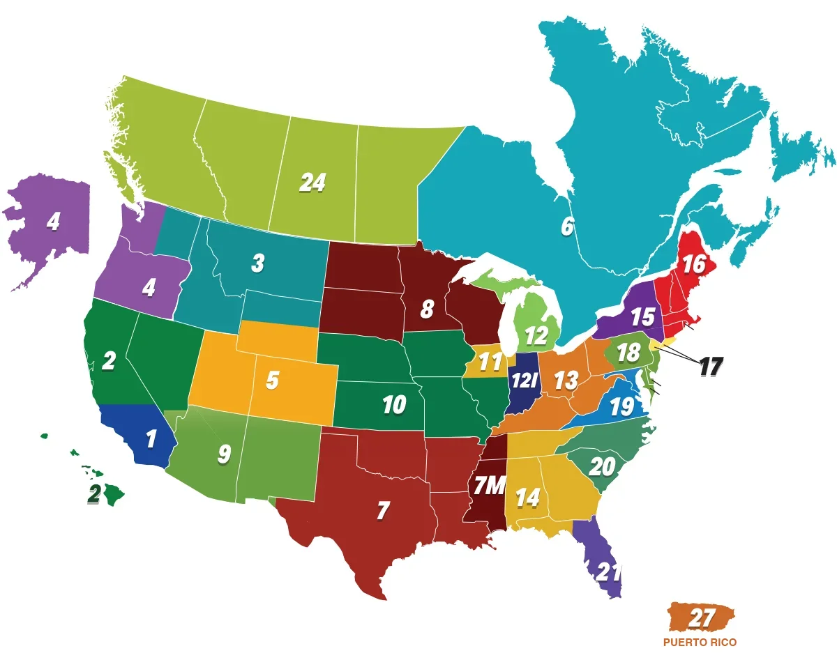 Interactive map of Door Hardware Industry sales territories