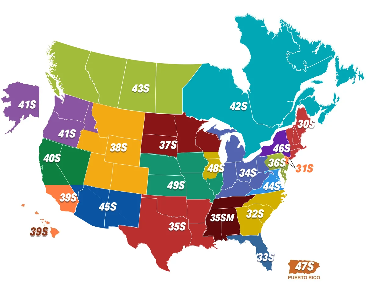 Interactive map of Alarm/Electronic Security Industry sales territories